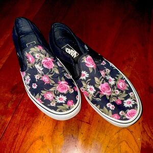 Women’s floral print slip on vans